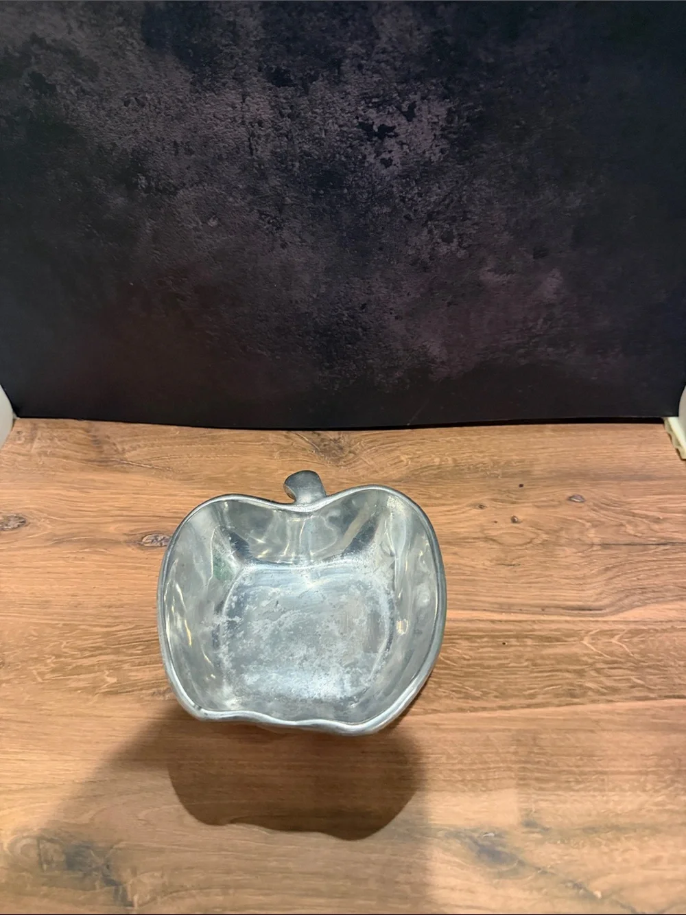 Apple-Shaped Metal Decorative Bowl - Silver Finish